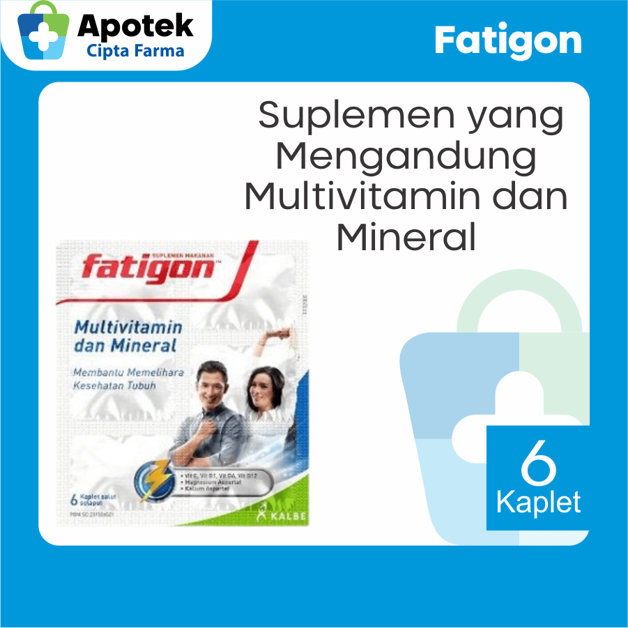Fatigon Putih Multivitamin dan Mineral Vitamin B1 Vitamin B6 Vitamin B12 Vitamin E Magnesium Kalium 