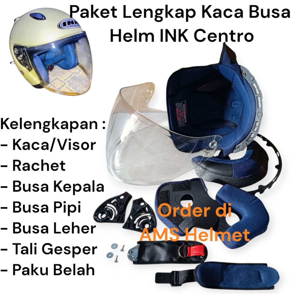 Paket Lengkap Kaca Visor Helm INK Centro Busa Spon Helm INK Centro Free Rachet