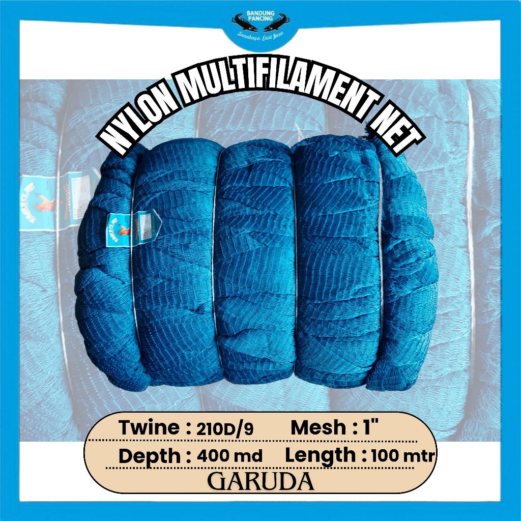 Jaring Nilon 1 inch D9 400x100 Meter biru Garuda / Pukat