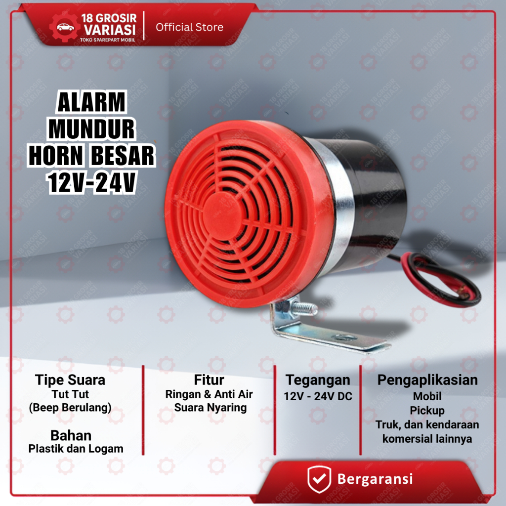 Alarm Mundur Klakson Atret Alarm Sirine Mundur Mobil Pickup Truk Voltase 12 - 24V