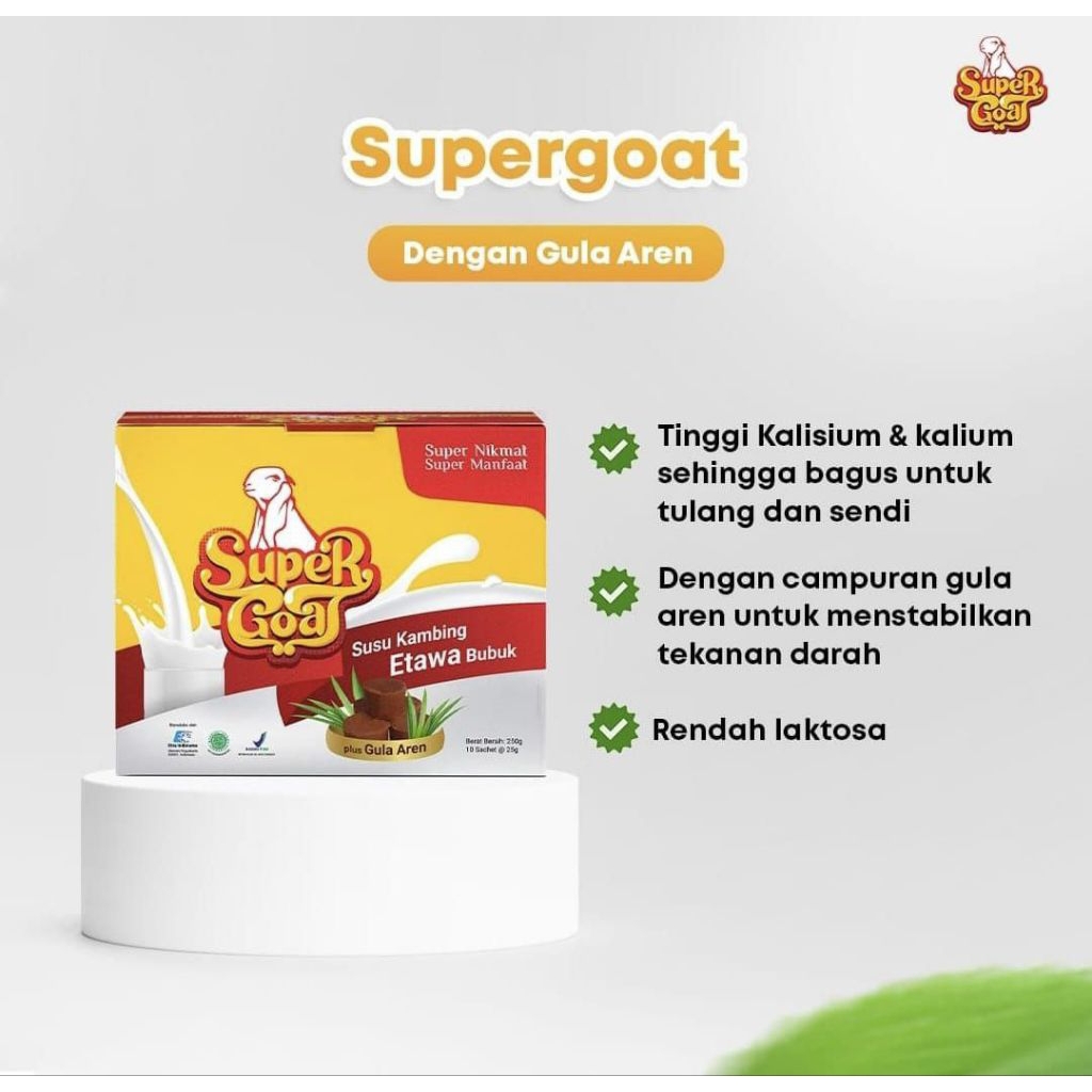 

SUPERGOAT - susu kambing etawa bubuk plus gula aren/isi 10 sachet