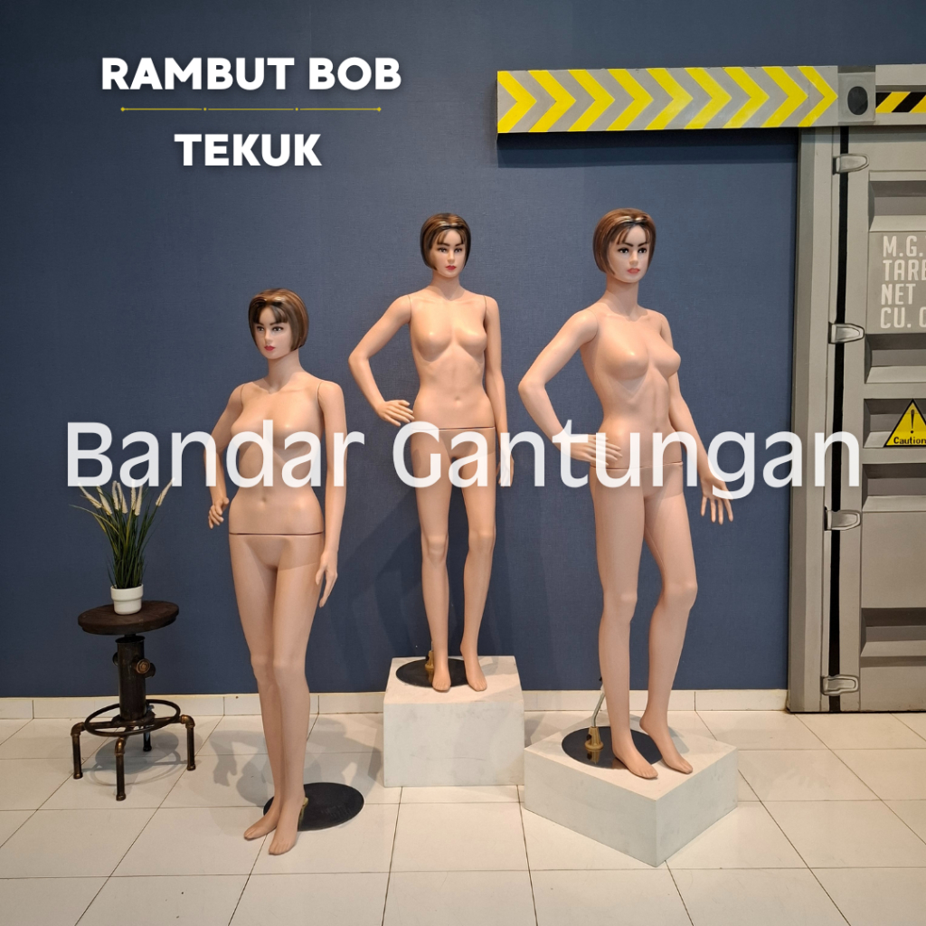 Patung Manekin Full Body Cewek Plastik Wajah MakeUp Rambut Patung Wanita - SET B