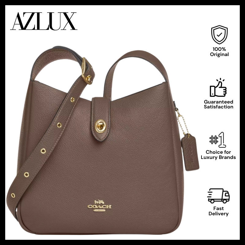 Coach Hadley Convertible Crossbody Bag Pebbled Leather Gold/Dark Stone