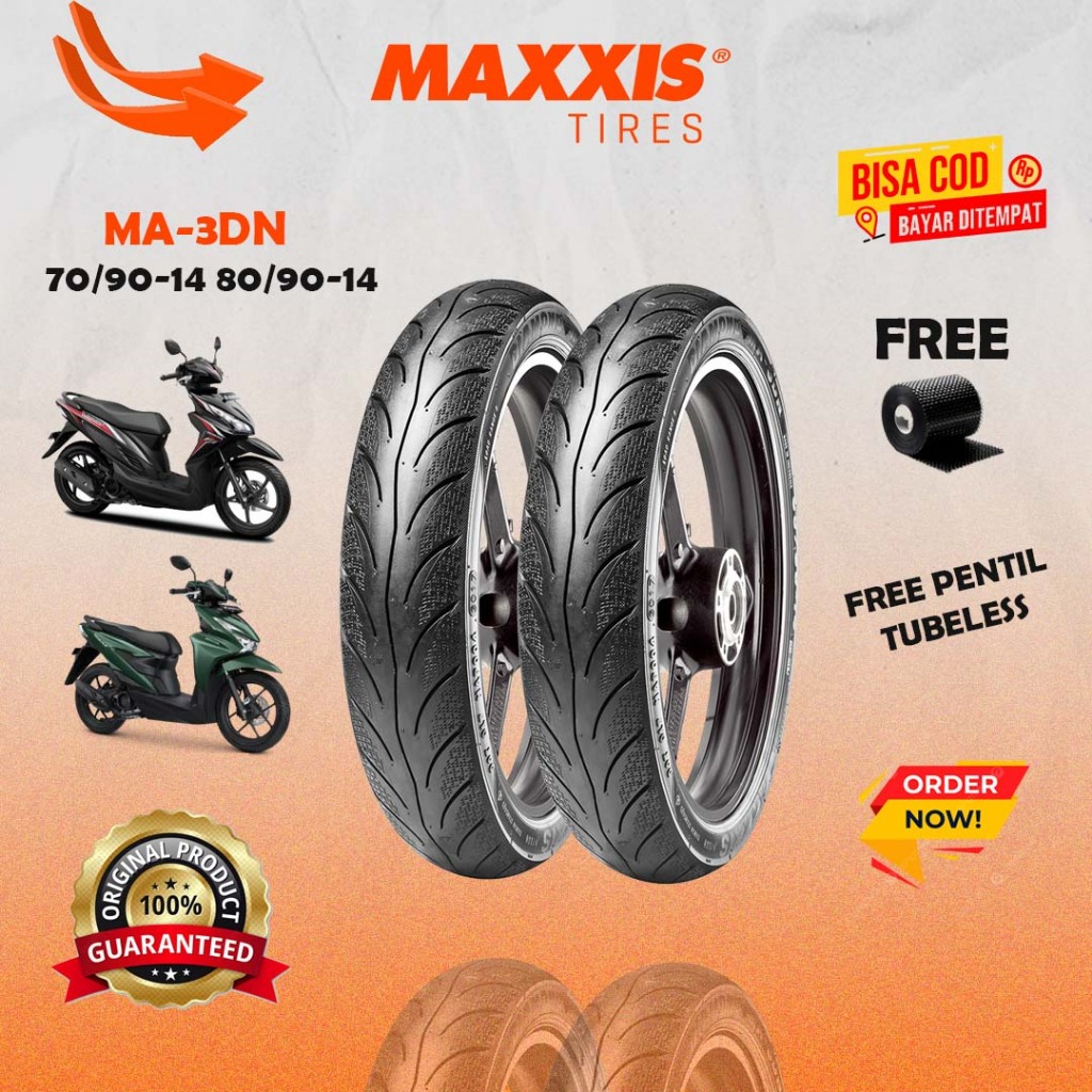 [Bisa Cod] 1 SET BAN MAXXIS 70/90-14 80/90-14 VICTRA MA-V6 MA-3DN MI0,BEAT,SCOOPY,VARIO125,VARIO110,