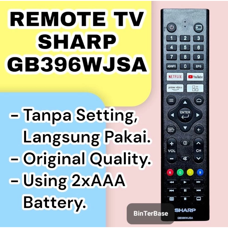 Remote remot smart TV SHARP GB396WJSA Android LED LCD original Quality pabrik gb 396 wjsa
