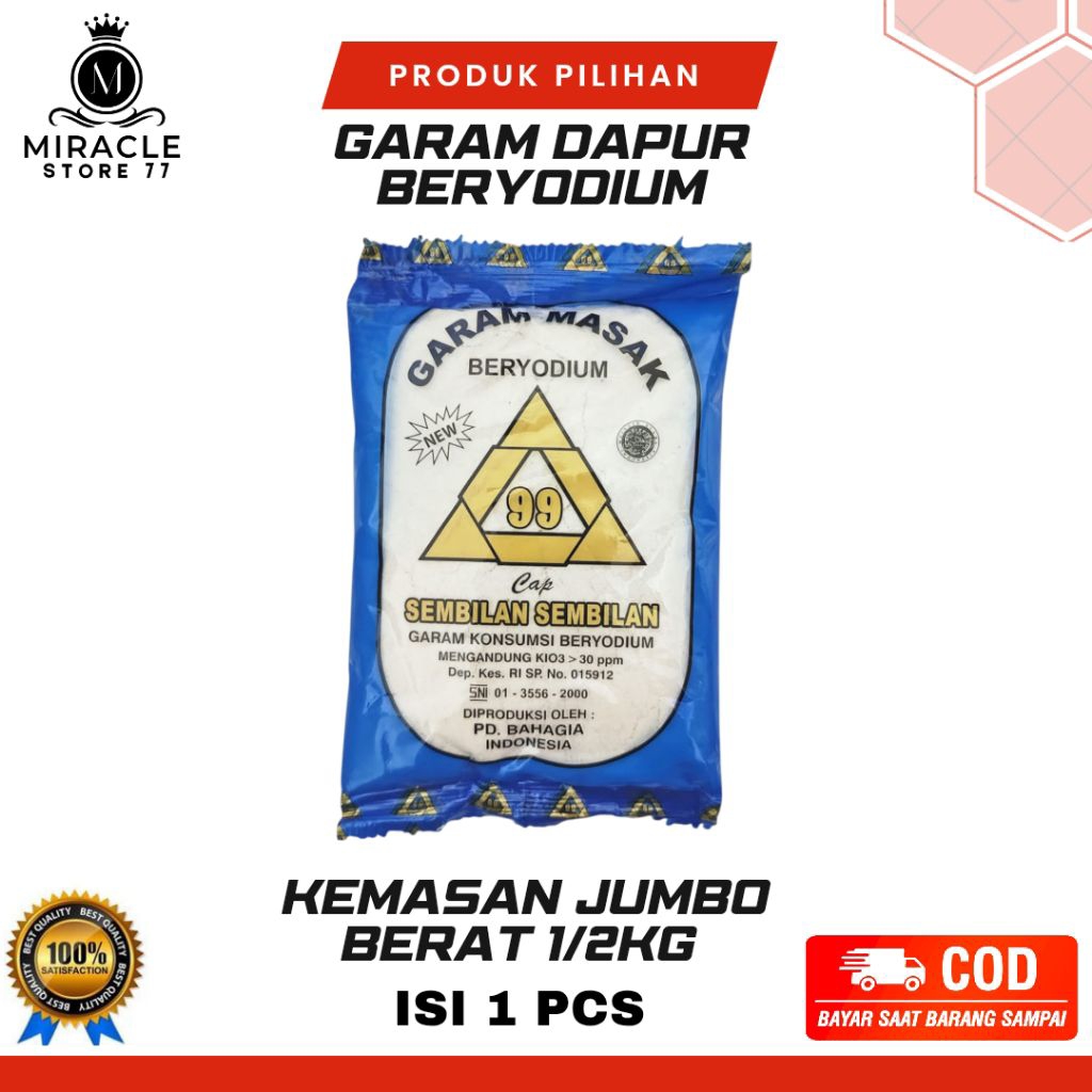 

[1 Pcs] Garam Masak Dapur Beryodium Asin Salt Berat Perbungkus 500gr