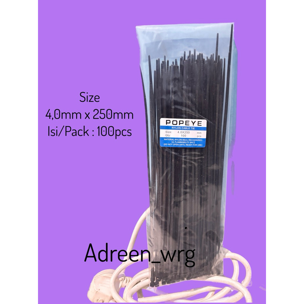 

Kabel Ties Hitam 25cm (100pcs/Pack)
