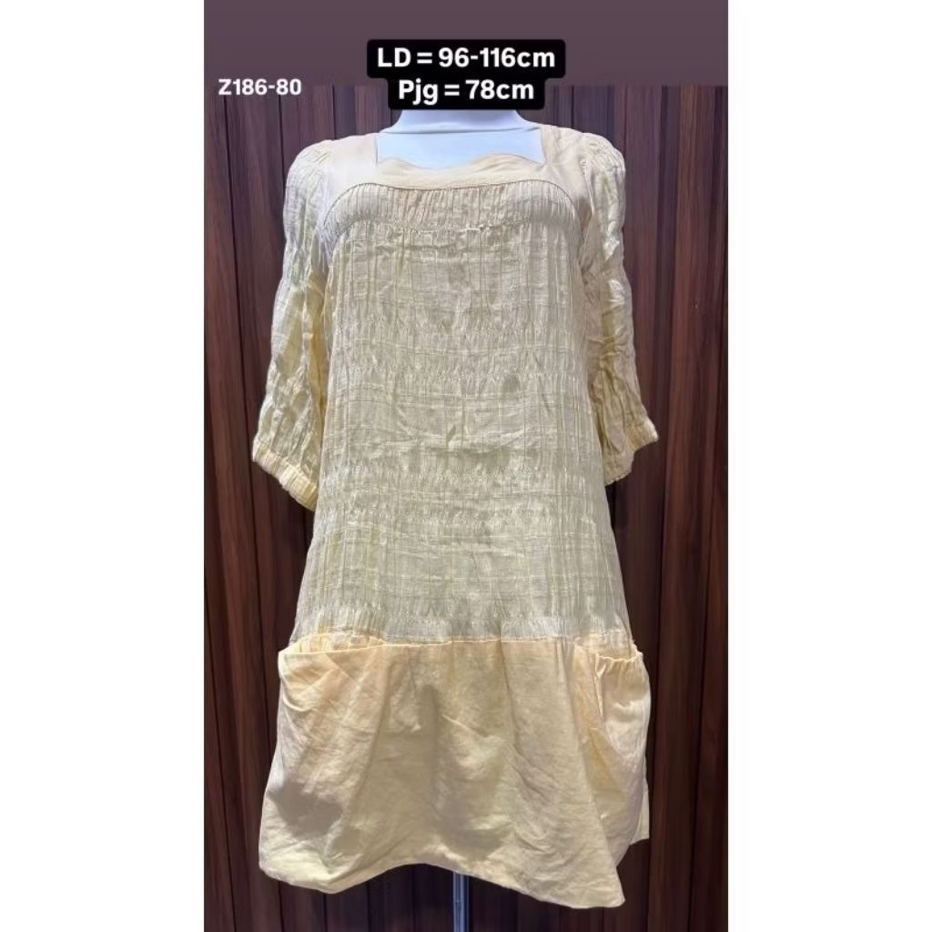 Dress Wanita ALANO Preloved - Casual Midi Dress Lengan 3/4 - Ukuran L [Z186-80]