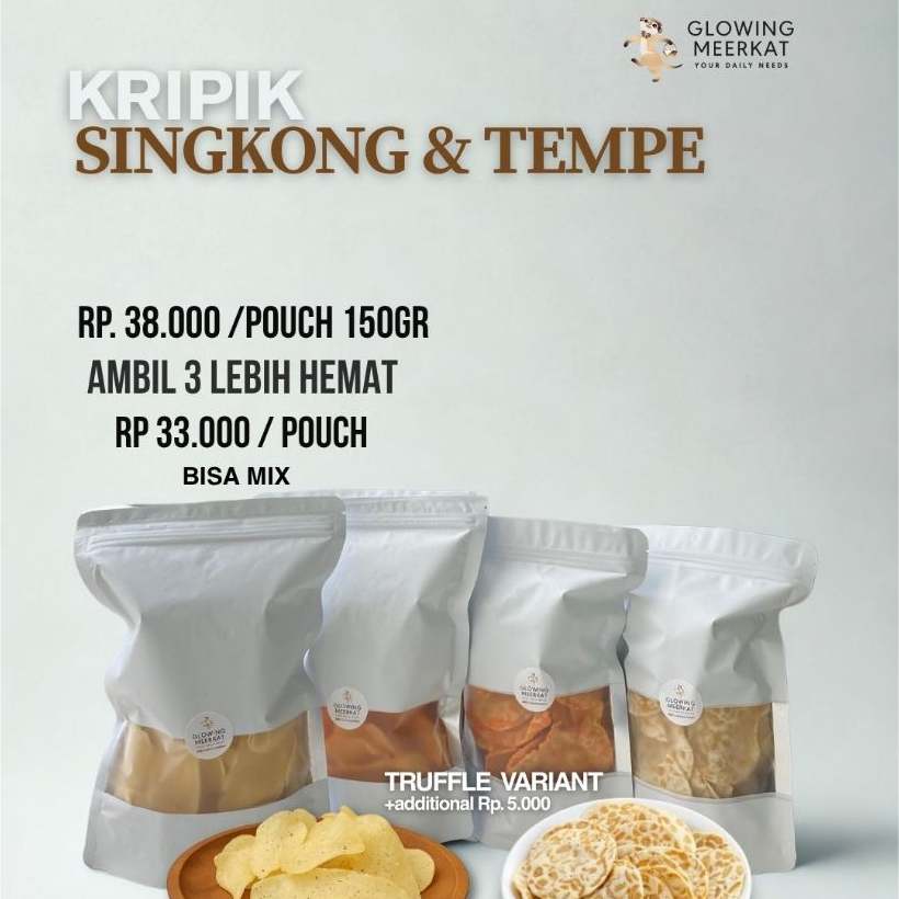 

Kripik Singkong TRUFFLE, kemasan POUCH - GLOWINGMEERKAT