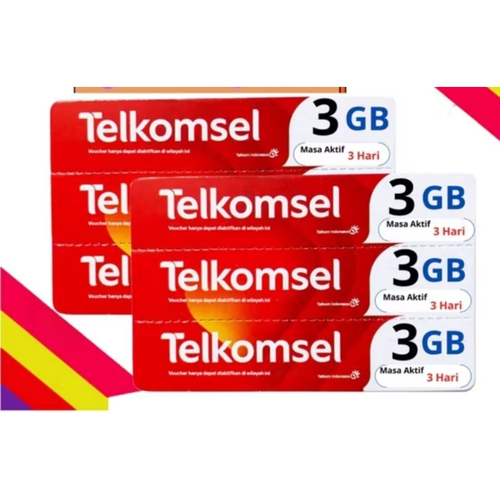 Voucher Telkomsel 3 Gb / 3 Hari Area Sumbagteng zona 1