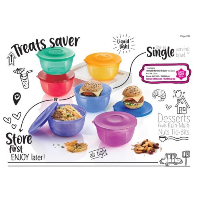 Tupperware Small Round Saver 500ml - Mangkuk Makanan Tempat Penyimpanan Makanan