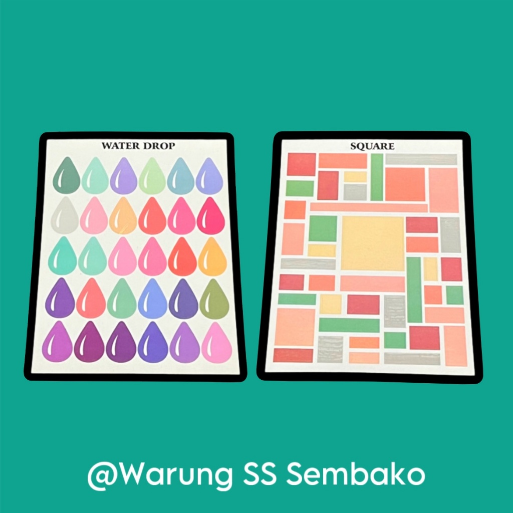 

Sticker Water Drop & Square Kotak kecil 1 lembar
