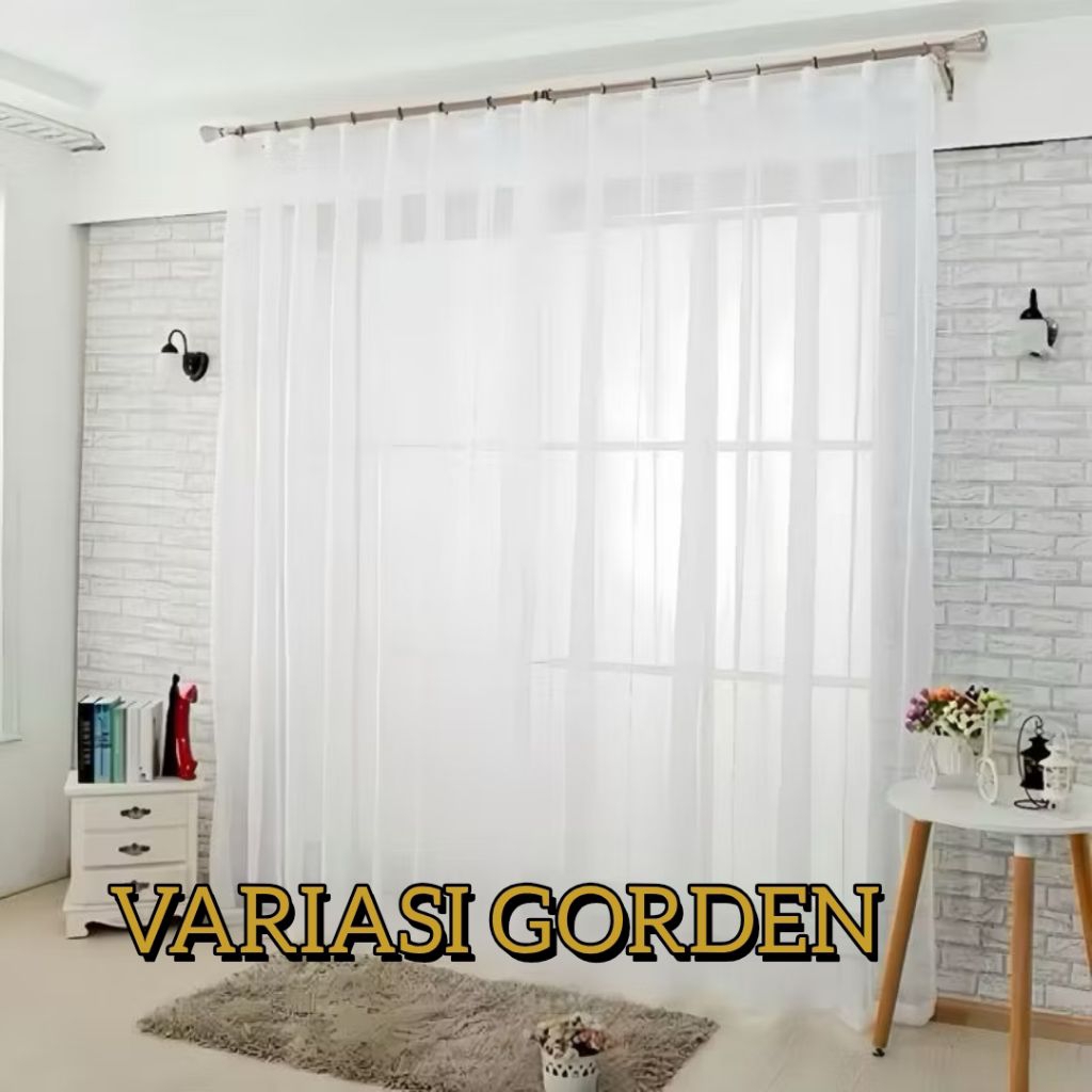 Vitrase Gorden Lapisan Putih Transparan Tirai Jendela Kamar Dalaman Hordeng Plisket Lebar 2,50 Meter