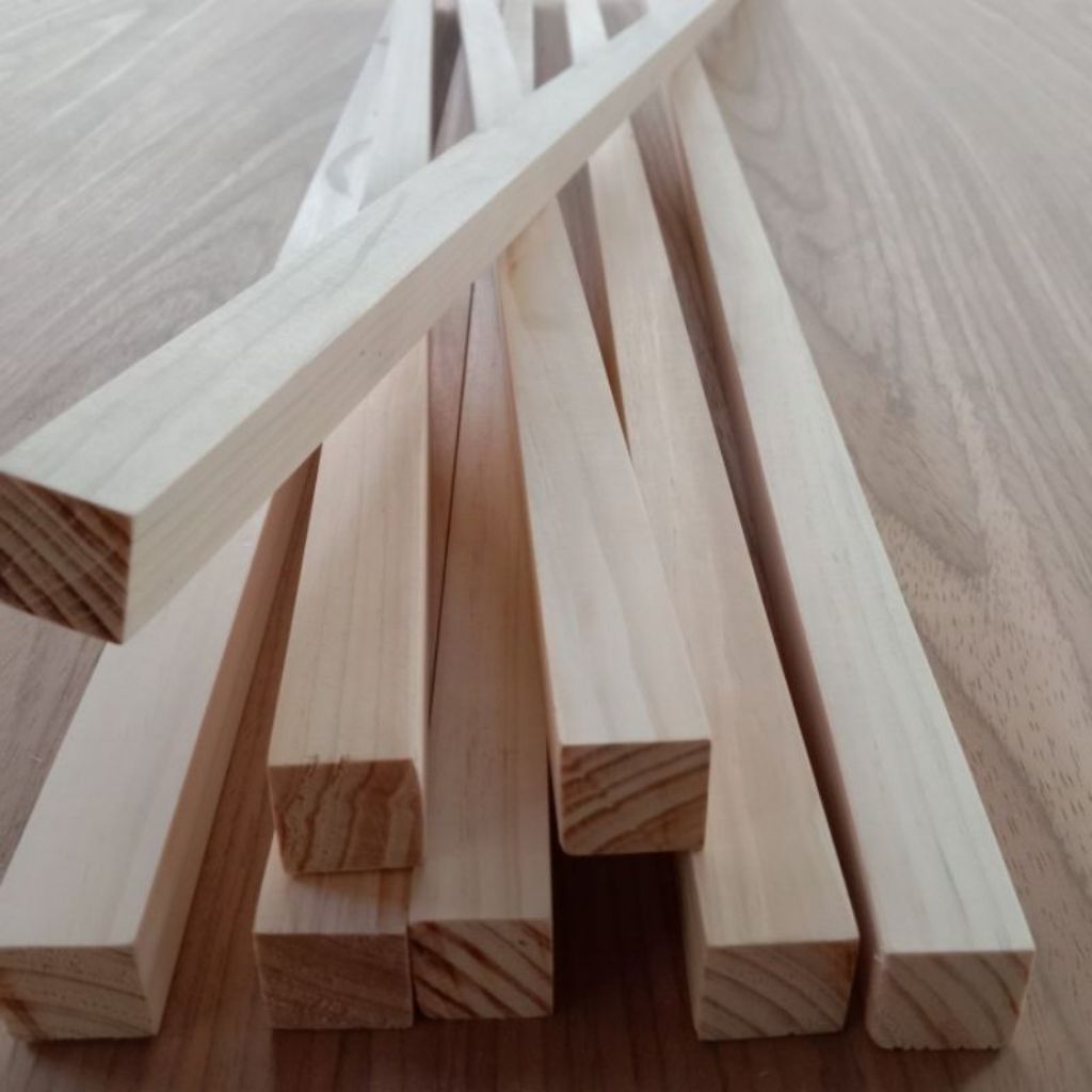Murah Kayu Reng 1,5CMX1,5CM Panjang 20-100 Cm Kayu Jati Belanda Kayu Lis Jati Kayu Stip Kayu Reng