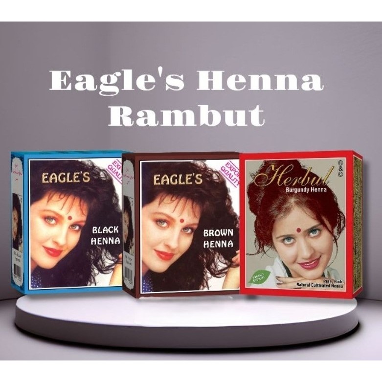 PEWARNA RAMBUT HENNA EAGLES - SEMIR CAT RAMBUT HITAM, COKLAT BROWN, BURGUNDY