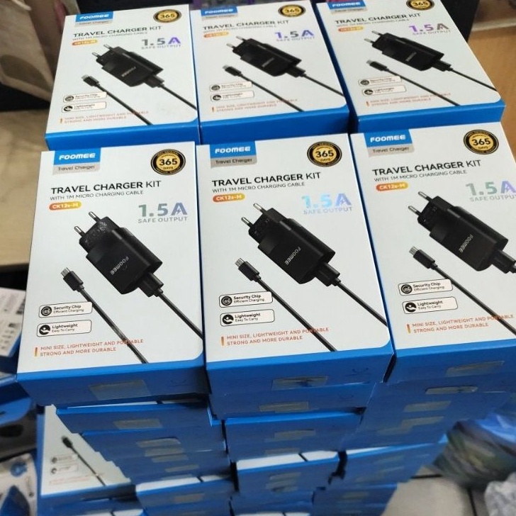 Trendy TRAVEL CHARGER FOOMEE CK12  WITH CABLE DATA MICRO ORIGINAL Foomee Ck12s