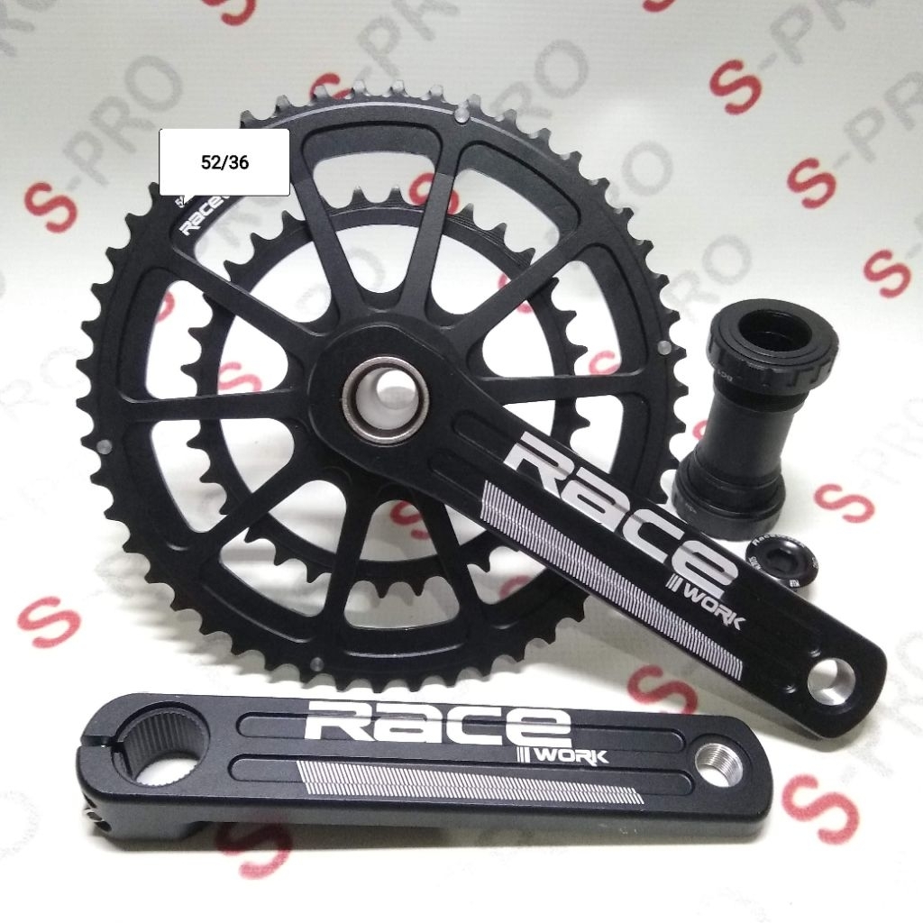 Crank 52-36T Mid Compact Crank HT2 Road Bike Double 10 11 Speed