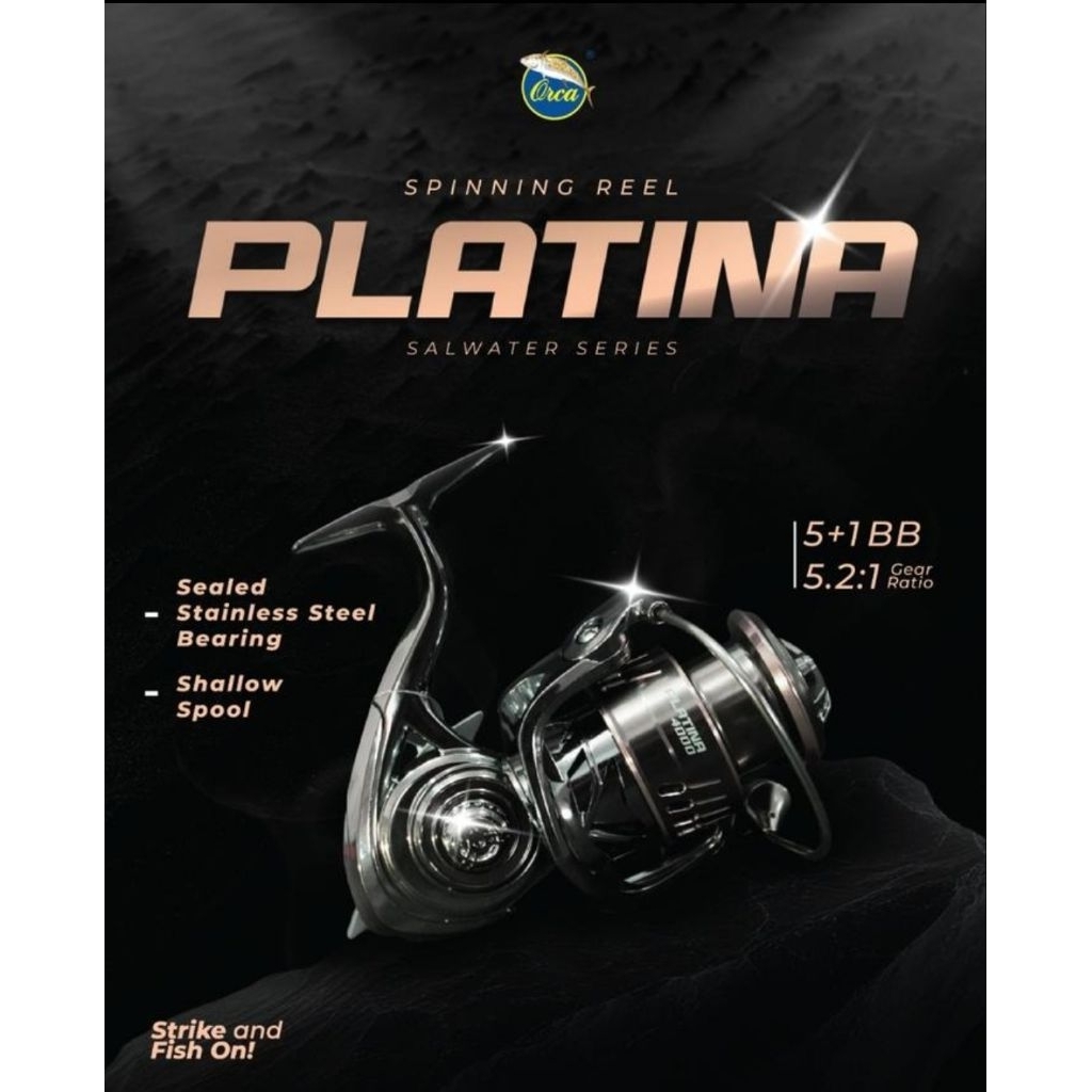 Reel Orca Platina 1000 2000 3000 4000 Spinning Salt Water Shallow Spool