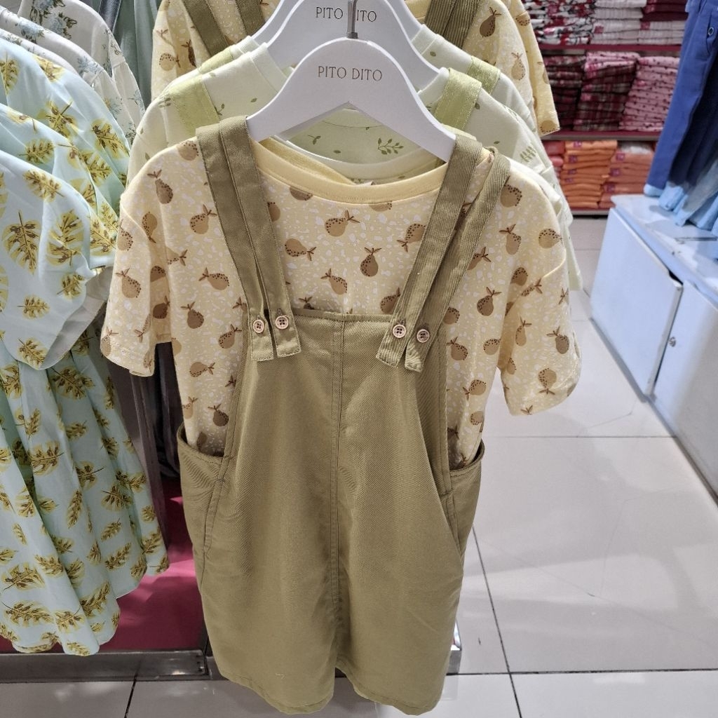 Pito Dito Baju Setelan Overall Anak Perempuan Usia 4-14th