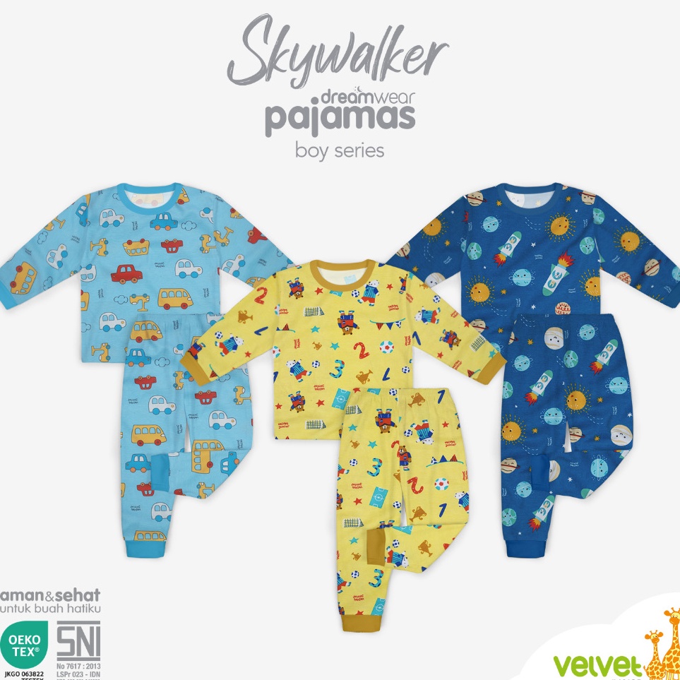 New  Velvet Junior Piyama Anak Lakilaki DreamWear Boys  Bruum Bruum Brave Wings Skywalker