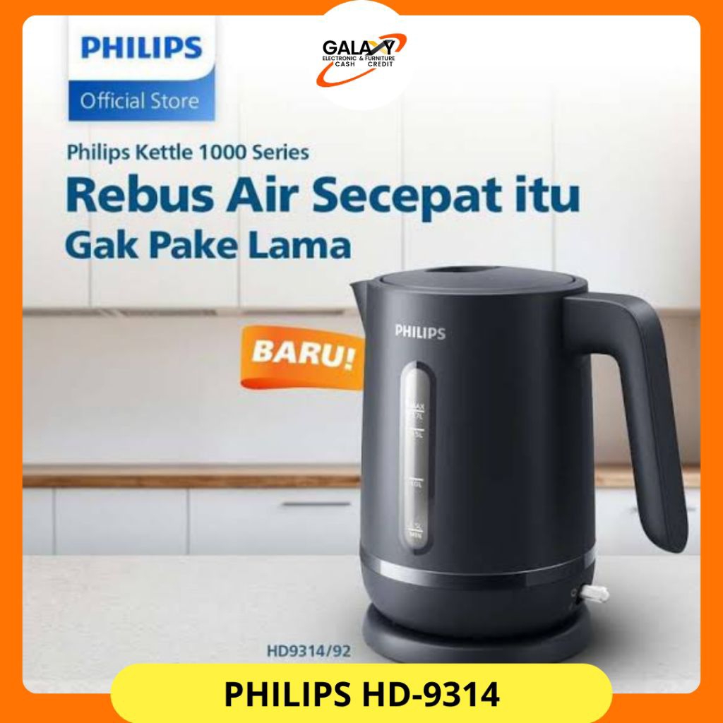 PHILIPS Teko Listrik Philips HD-9314/92 Kettle Elektrik Kapasitas 1,7Liter Black