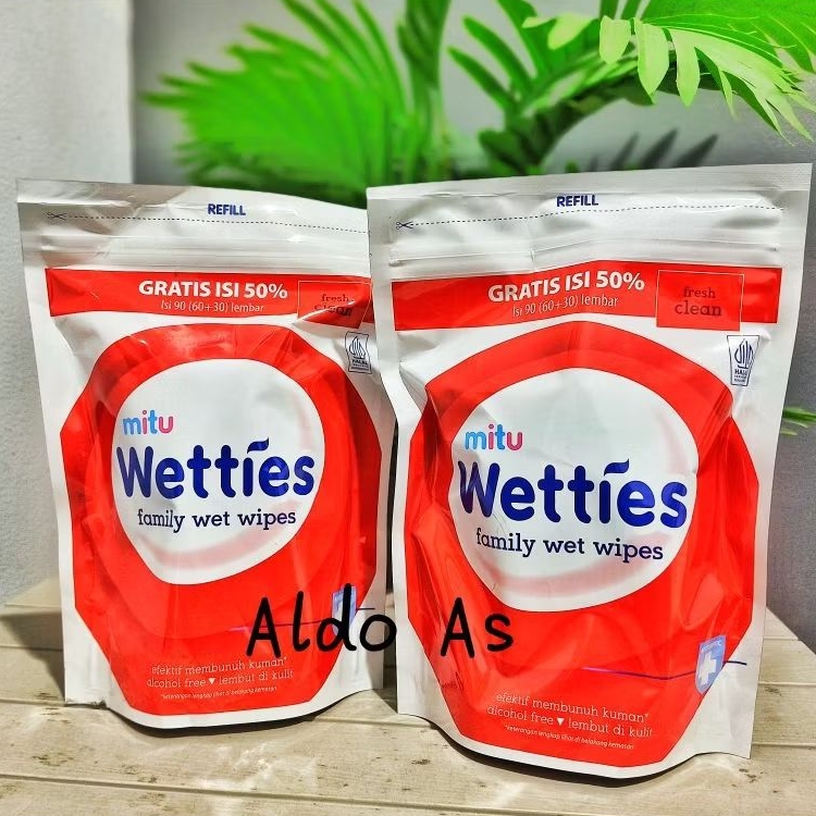 Mitu Wetties Tisue Basah Antiseptic / Tissu Basah Antibacterial Refill 90s