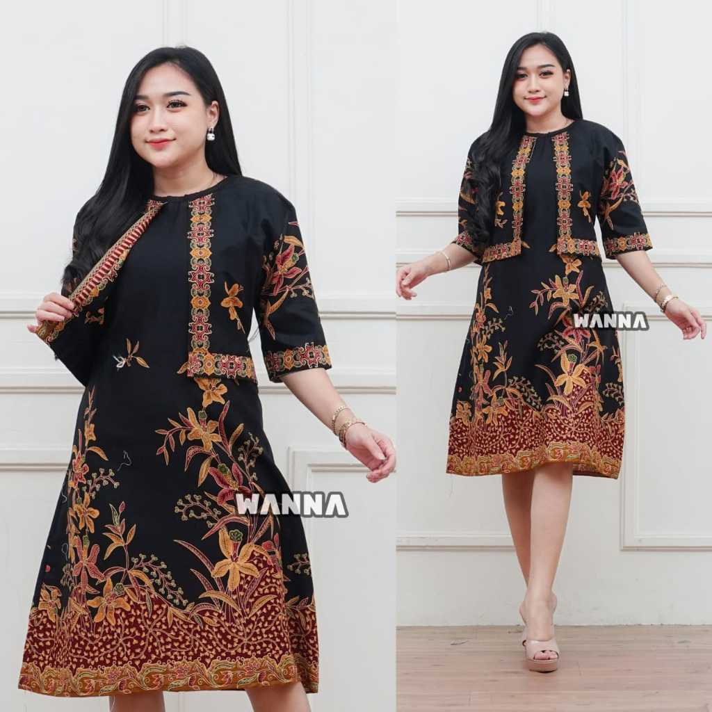 DRESS BATIK KIRANA DRESS ELEGAN ATASAN WANITA MODERN / DRESS BATIK WANITA MODERN