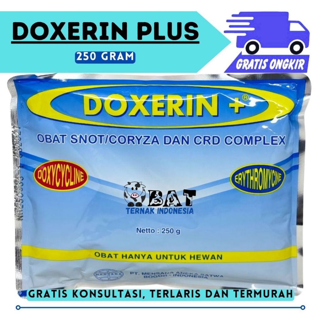 DOXERIN PLUS 250 GRAM - Mensana - Obat Unggas Ayam Snot Coryza CRD Pernafasan Complex