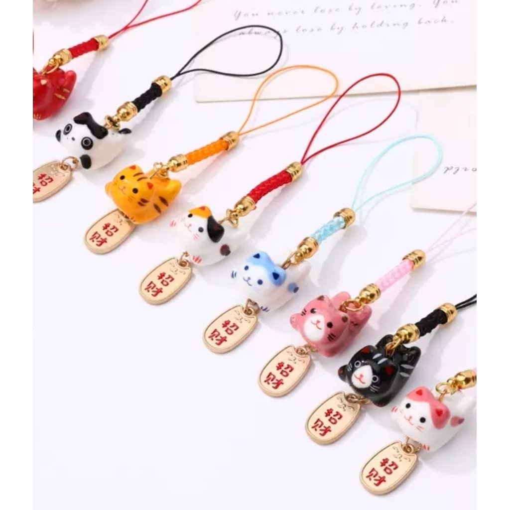 gantungan hp/aksesoris hp/gantungan kunci/key chain/aksesoris tas/gantungan tas/lucky cat