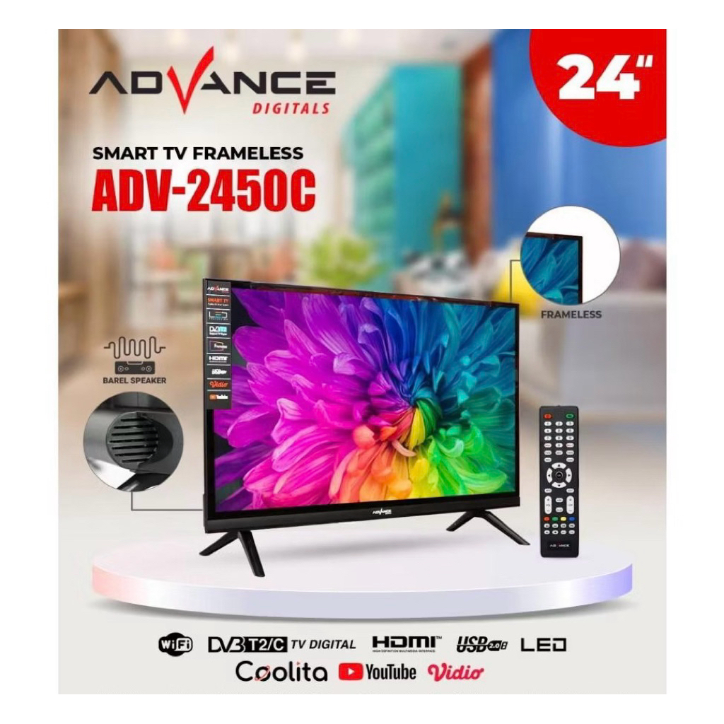 Led TV Advance ADV-2450C / 2450c / 2450 / Televisi Digital 24 Inch HD Support Antena Digital DV3/T2 