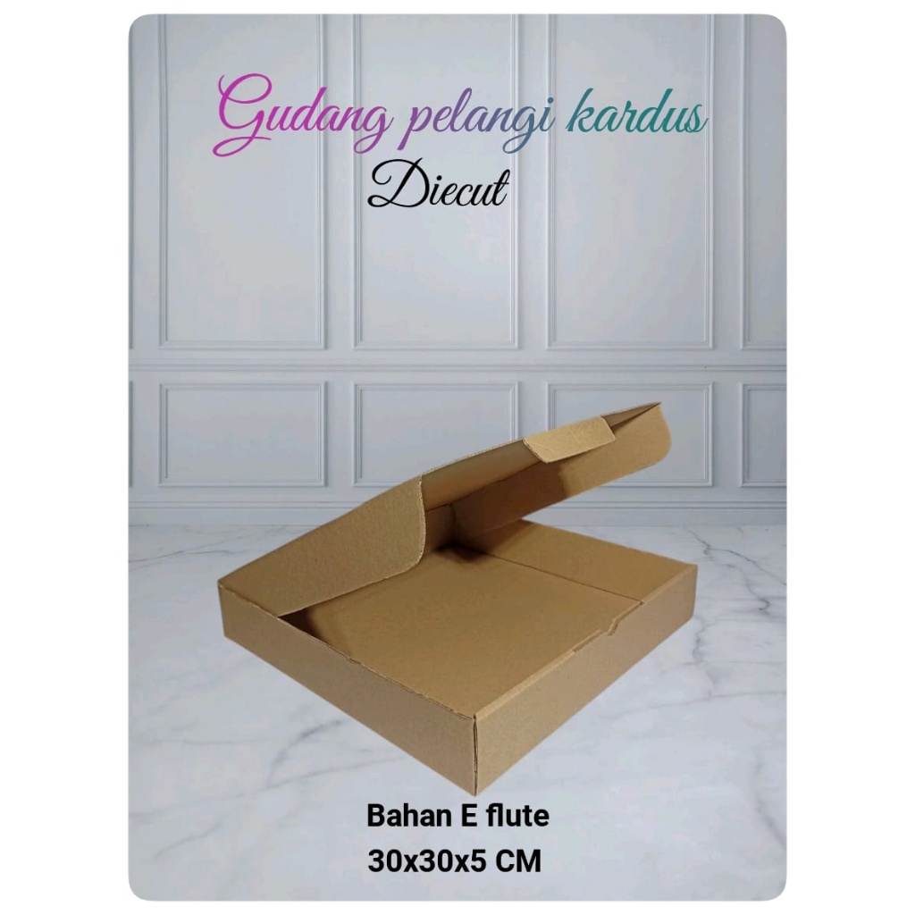

kardus karton box uk. 30x30x5 cm .......model die cut/pizza