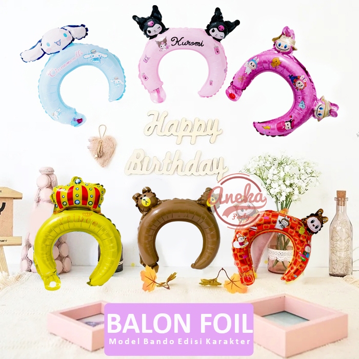 Balon Bando karakter / Balon Foil Bando kuromi / bando balon foil anak karakter labubu / balon bando
