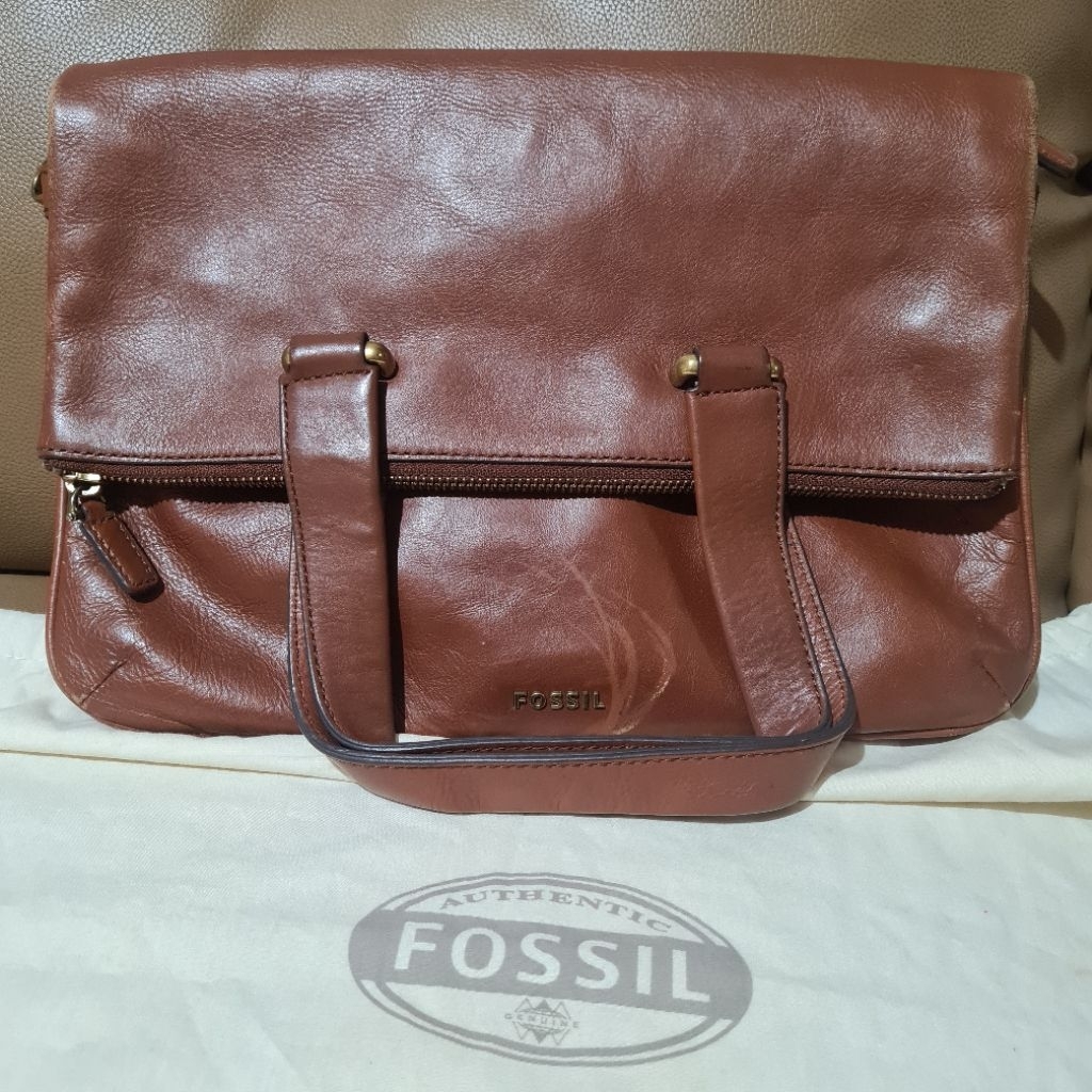 Preloved Authentic Leather MEMOIR FOLDOVER Brown
