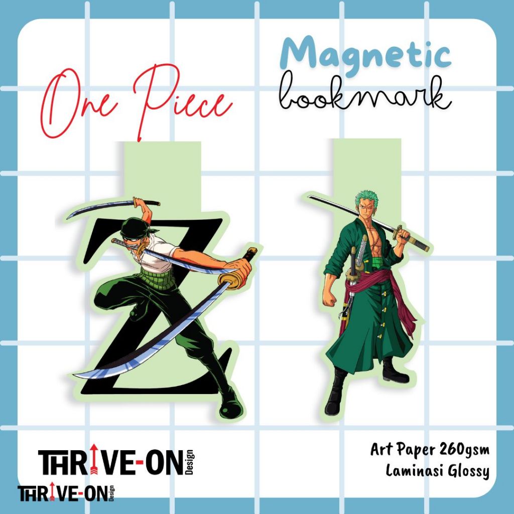 

Magnetic Bookmark / Pembatas Buku Magnet One Piece Zoro