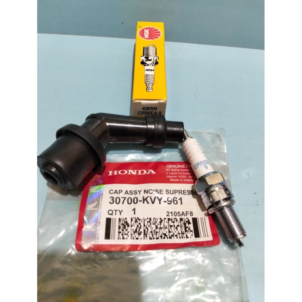 TUTUP BUSI BEAT + BUSI NGK CPR 6 BEAT KARBU VARIO KARBU SCOOPY KARBU SPECY KARBU