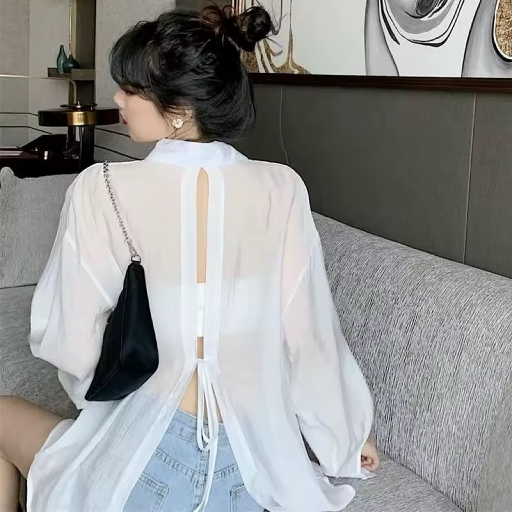 Kemeja Transparan Korean Style / Kemeja Transparan Olin / Kemeja OOTD / Kemeja Street Style / Kemeja