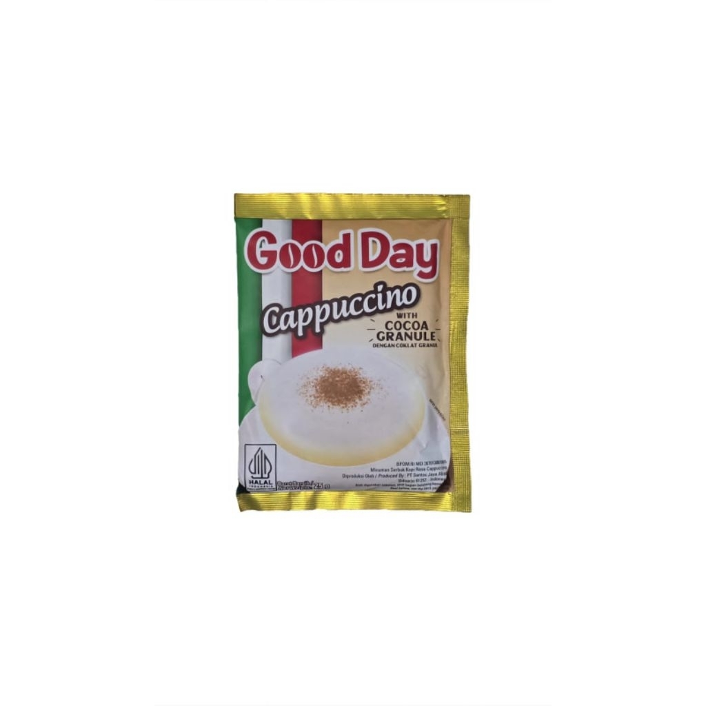 

GOOD DAY CAPPUCINO WITH COCOA GRANULE saset 1renceng 10's x 25gr