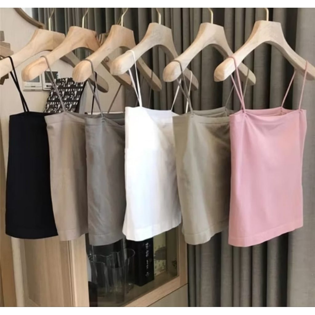 Paket Murah (Paket Usaha) 12Pcs Tanktop Wanita Jumbo With Cup Tanpa Kawat Polos Elastis Kaos High Qu