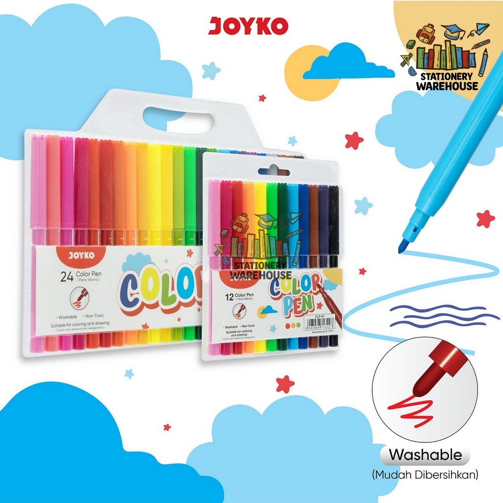 

Color Brush Pen Pena Kuas Warna Joyko CLP-47 CLP-47A24 12 & 24 Warna Color