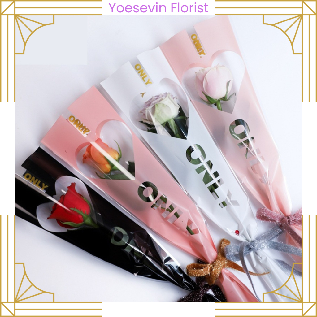 

SF17 Flower Wrapping Plastik Mini Buket Mawar Plastik Bungkus Bunga Artificial Ecer Per Pcs