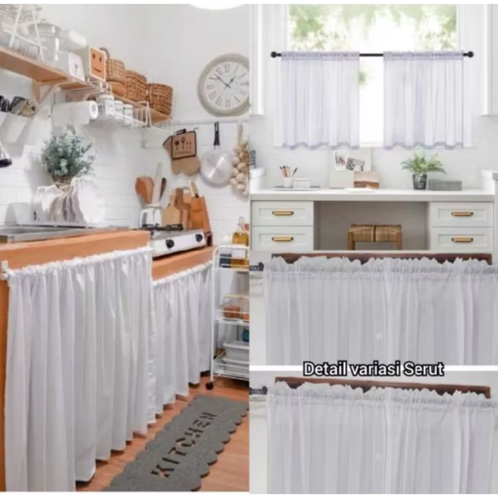 Gorden dapur gorden serut jendela dapur Vitrase gorden polos Tirai jendela kecil