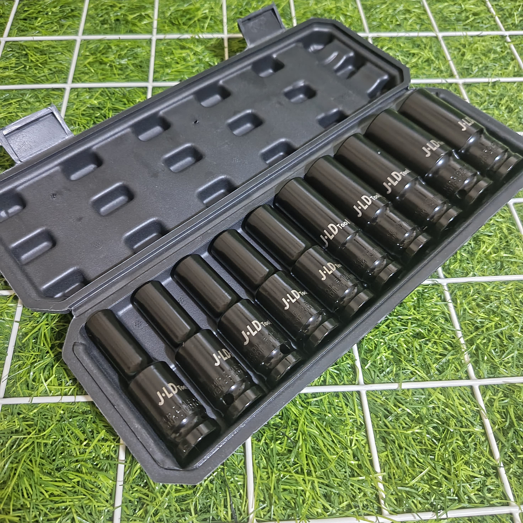 Jld 10Pcs Mata Socket / Sok 1/2‘’ 8-24Mm Impact Kunci Socket / Gagang Sok L 1/2" Tekiro - Sok Set
