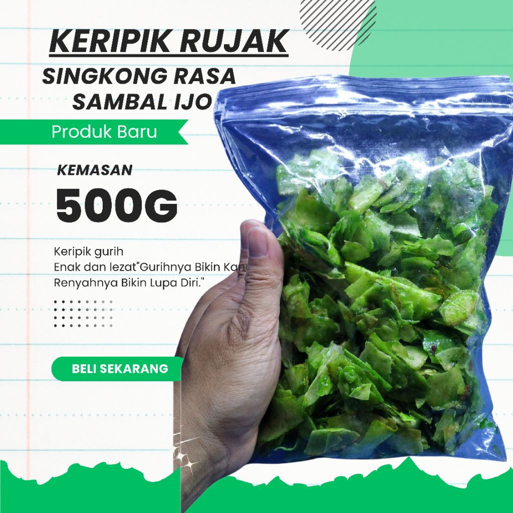 

keripik singkong rasa sambal ijo pedas manis lengket 500g