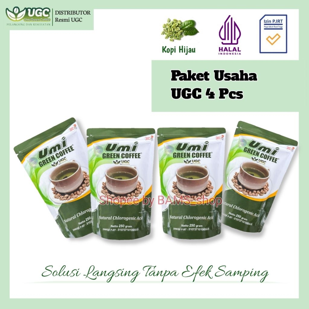

[PAKET 4 PCS] Umi Green Coffee Pelangsing ORIGINAL, Kemasan Terbaru, UGC Kopi Penurun Berat Badan