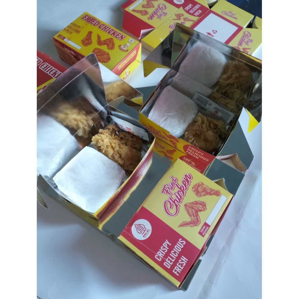 

50 Pcs Box Fried Chicken Lapis Voil Ukuran 15x10x6cm / Box Chicken / Box Ayam Crispy