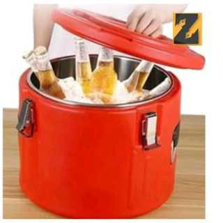 Ice Bucket Three Walled Kapasitas Besar/ Tong Merah Tahan Dingin Dan Panas/ Termos Air Stainless Ste