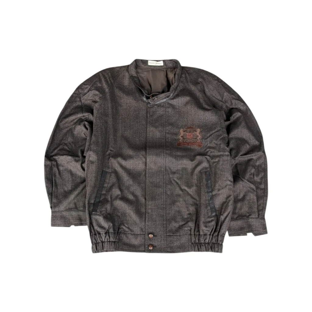 PIERRE BALMAIN - Jaket Vintage Bomber Jaket Kasual Pria Coklat Tua Size L