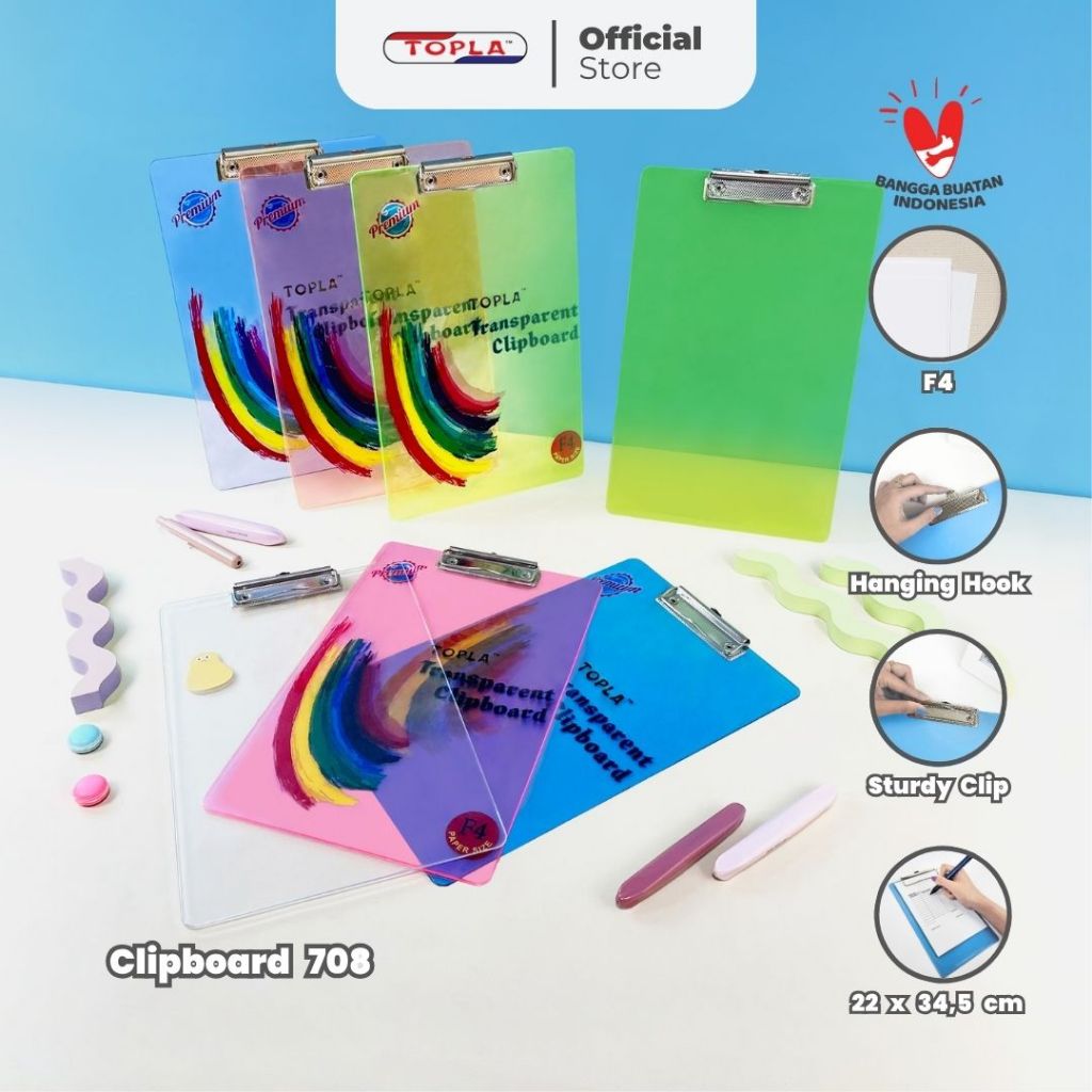 

TOPLA Clipboard 708 Papan Alas Ujian Ukuran F4