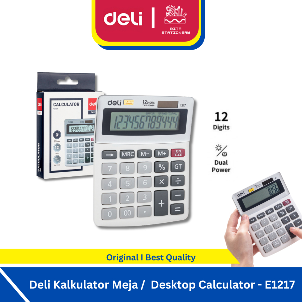 

Deli Kalkulator 12 Digit tampilan LCD besar berkualitas garansi 3 tahun E1217