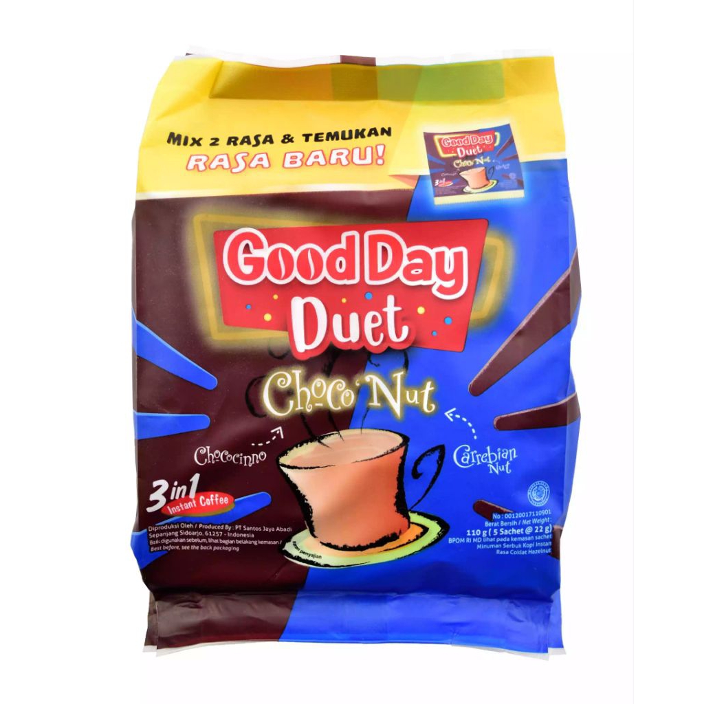 

Good Day Duet Choco Nut Kopi Instan 5 x 22 g